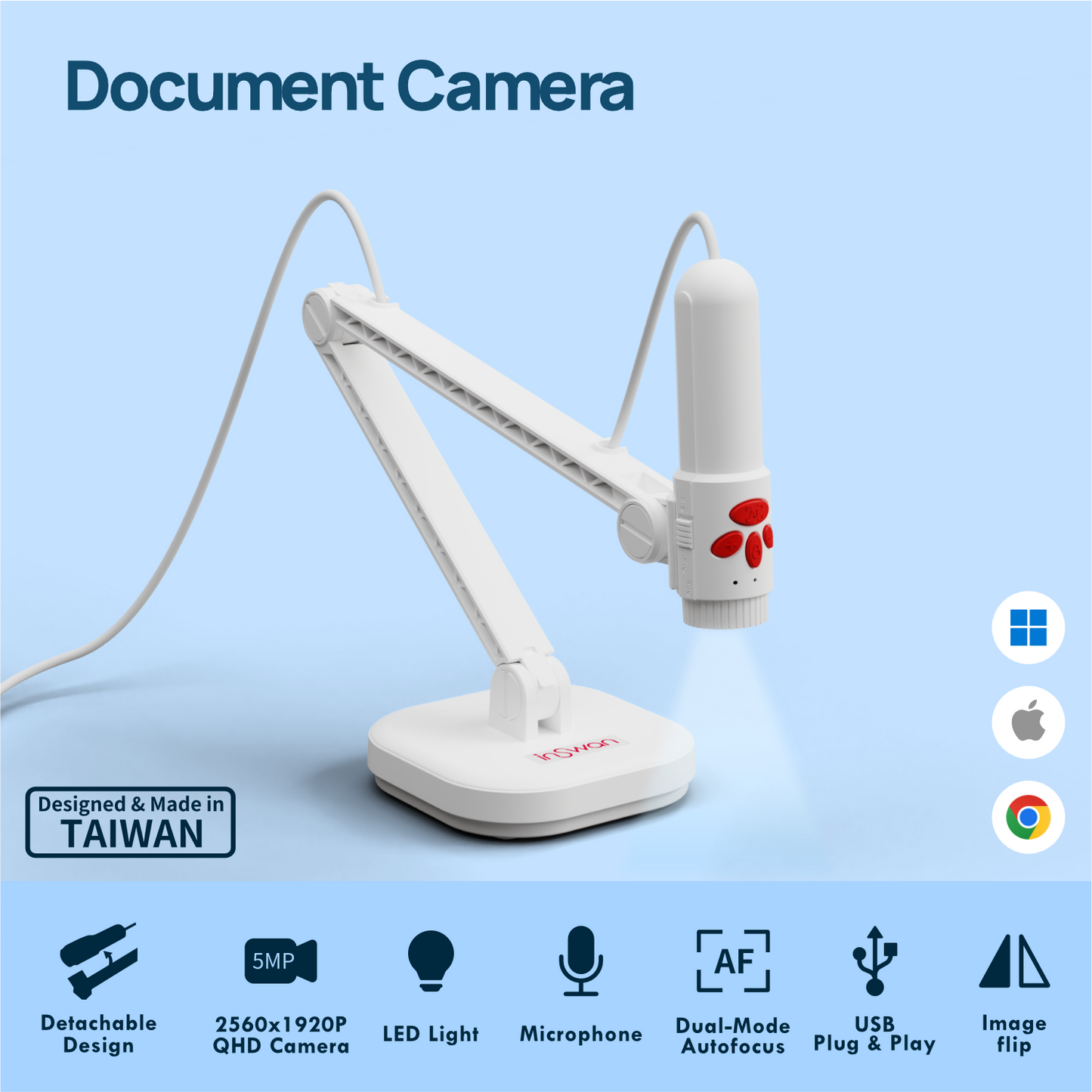 Inswan INS-3 Caméra de Document USB Amovible