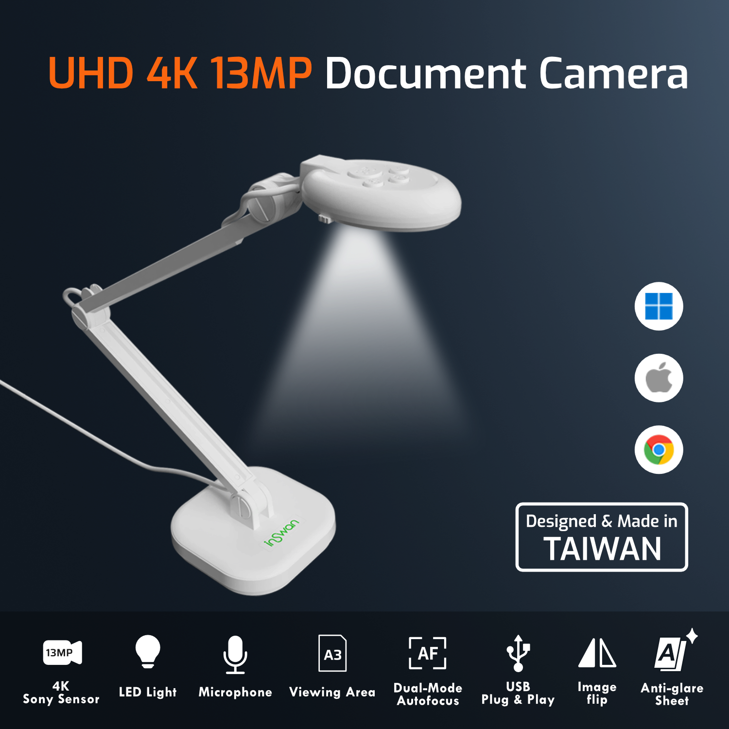 Inswan INS-2 13MP 4K USB Document Camera – Inswan Document Camera